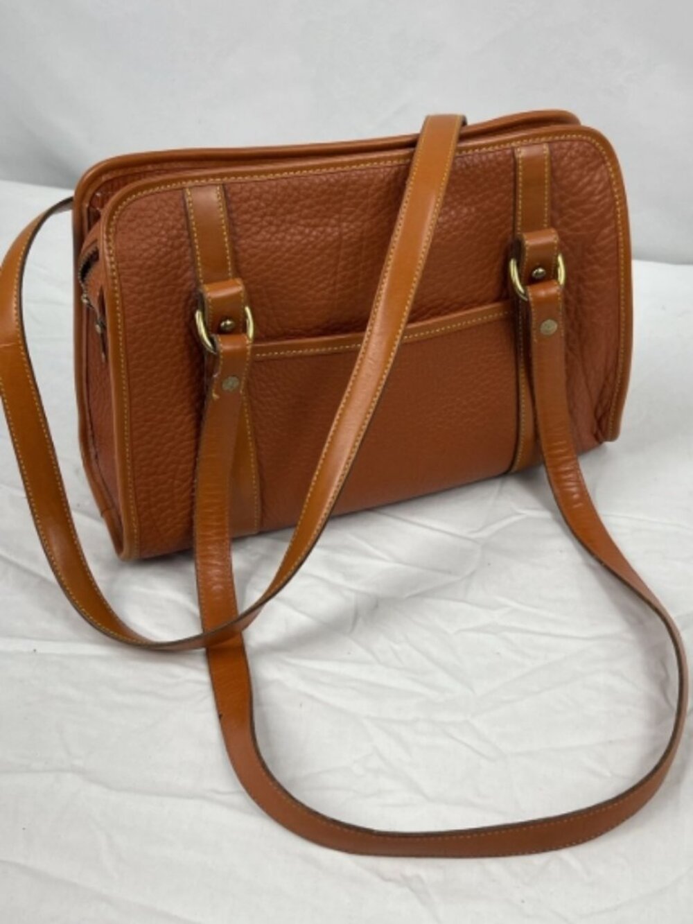 Dooney & Bourke All Weather Leather Rich Tan Shoulder Handbag Vintage - Picture 2 of 7